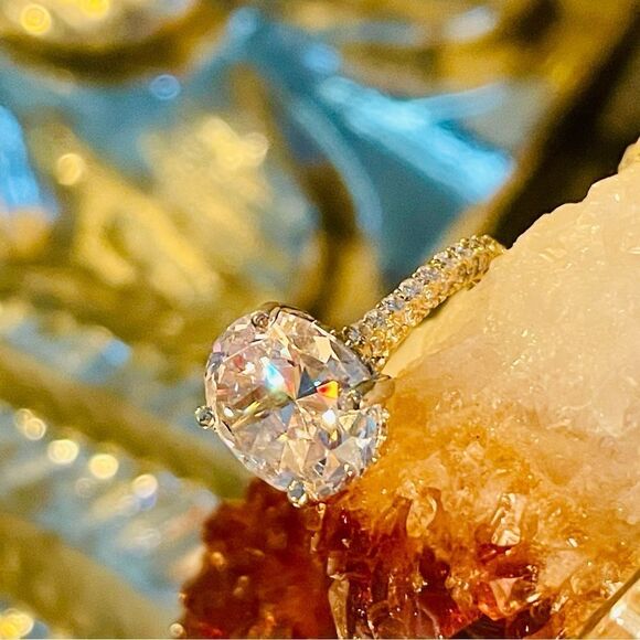 ♥️ 4.30Ct Oval Moissanite Solitaire Engagement Ring, size 6 FREE SHIPPING - Picture 9 of 16